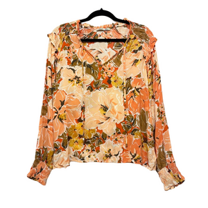 🦋2 For $50🦋Peach Floral Long Sleeve Blouse